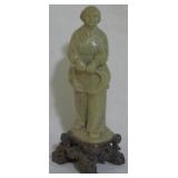 Chinese Carved Soap Stone Figure on Marble Stand