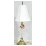 Crystal 27" table lamp, silk shade