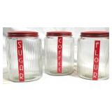Set of 3 Glass Canisters w/ lids