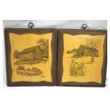 Pair vintage wall plaques, 12 x 14