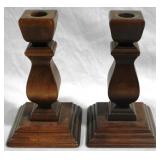 2 Wood Candle Holders