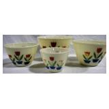 Set of 4 Fire King Tulip Mixing Bowls