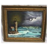 Framed painting on canvas, 20.5 x 24.5