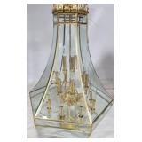 Monumental brass & glass chandelier