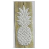 Pineapple wall decor, metal on wood