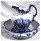 Transferware Pitcher & Bowl Set