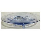 Paden City Blue Glass Footed Bowl