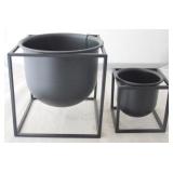 2 pc. Set of Metal Planters by Three Hands