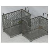 Pair metal decorative wire baskets