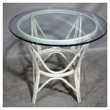 Glass Top White Rattan Table