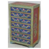 Floral painted multi drawer small chest
