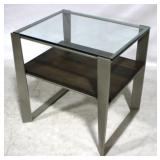 Stand w/ Glass Top & Wood Shelf, heavy