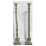 Large pair floor candle prickets, 36"
