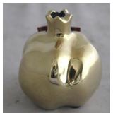 Gold Tone Pomegrante Vase - 4 x 4 x 4