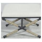 Jute woven X leg stool, 18 x 25 x 18