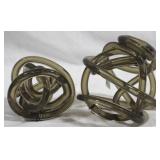 Pair of Dark Three Hands Glass Sculptures