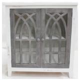 Gray & white painted double door cabinet