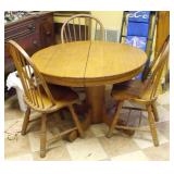 Oak Round Table w/ 3 Chairs