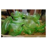 Lot of Green Depression Glass