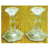 Pair of Glass Candlestick Holders