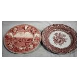 2pc Red/White Decorative Plates 10 Inch