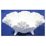 Hobnail Milk Glass Footed Bowl - 8.25 x 3.75