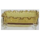 Amber Art Glass Footed Tray 3x8x6