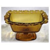 Amber Glass Compote - 7 x 6 x 5