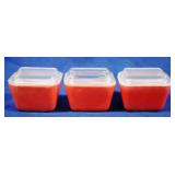 3 Pyrex Refrigerator Dishes - 4 x 4 x 3.75