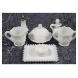 7pc Miniature Assorted Milk Glass Items