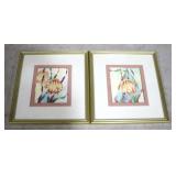Pair signed watercolors of tropical fish
