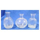 3 Crackle Glass Small Vases - 6" tall