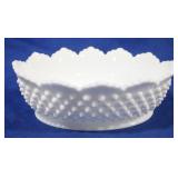 Hobnail Milk Glass Bowl - 8.25 x 6.25