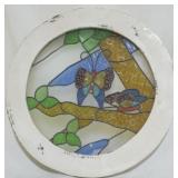 Butterfly Stained Glass Round Window 23"