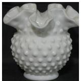 Milk Glass Hobnail Vase 4.5"