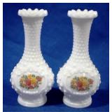 2 Milk Glass Bud Vases - 6.25" tall