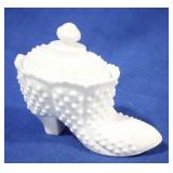 Milk Glass Shoe w/ lid - 6 x 5.5"