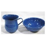 Enamelware Pitcher & Bowl - 6.5" round & 5" tall