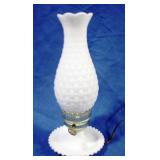 Milk Glass Hurricane Electric Lamp