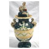Moriage Urn - Foo Dog Like Lion Covered Urn Jar