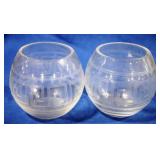 2 Glass Globe Vases - 5" tall