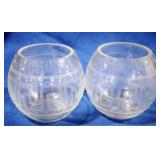 2 Glass Globe Vases - 5" tall