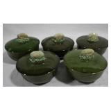 5 Majolica Bowls w/ lids - 5.5" x 4"