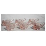 6pc Pink Glass Open Salt Dip Cellars