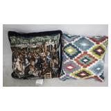 Pair decorative pillows, 15 x 15