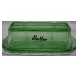 Green Glass Butter Dish 6.5x3.5x2