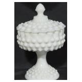 Milk Glass Hobnail Candy Jar with lid