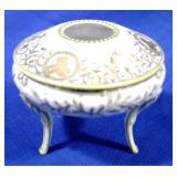 Nippon Hand Painted Dish w/Lid 4 x 3.5 Inch