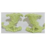Pr Green Ceramic Cornucopias 5x6x3