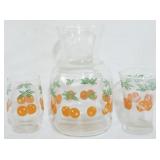 Vintage 3pc Orange Juice Set 7"